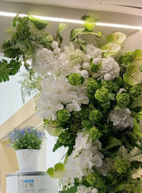 仿真花艺挂花排服装店门店婚庆装饰软装美陈档口打卡白绿色成品花