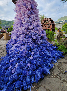 粉紫色高端3D软胶高仿瀑布花墙网红打卡葱球玫瑰定制色仿真花叶材