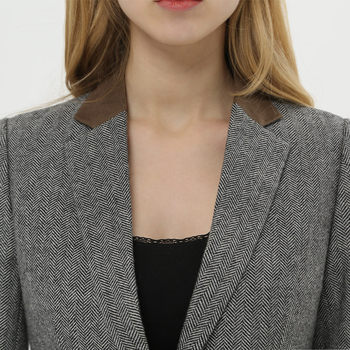 Bund Fashion Business Wear Autumn and Winter Woolen Small Suit Feminine Slim Wool Suit Top Women's Jacket