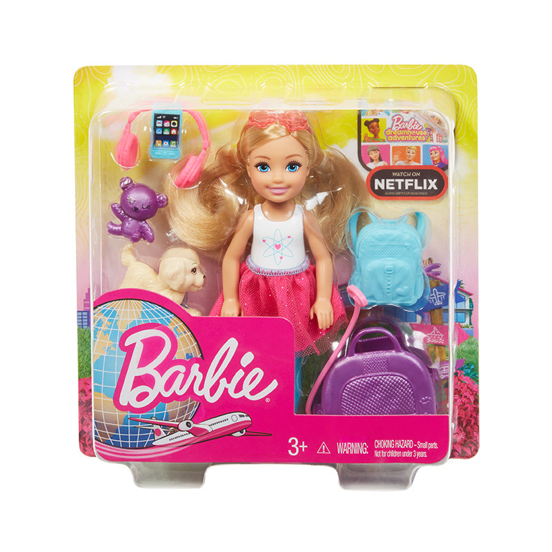 娃娃barbie之旅行中的女孩儿童玩具 芭比娃娃/配件