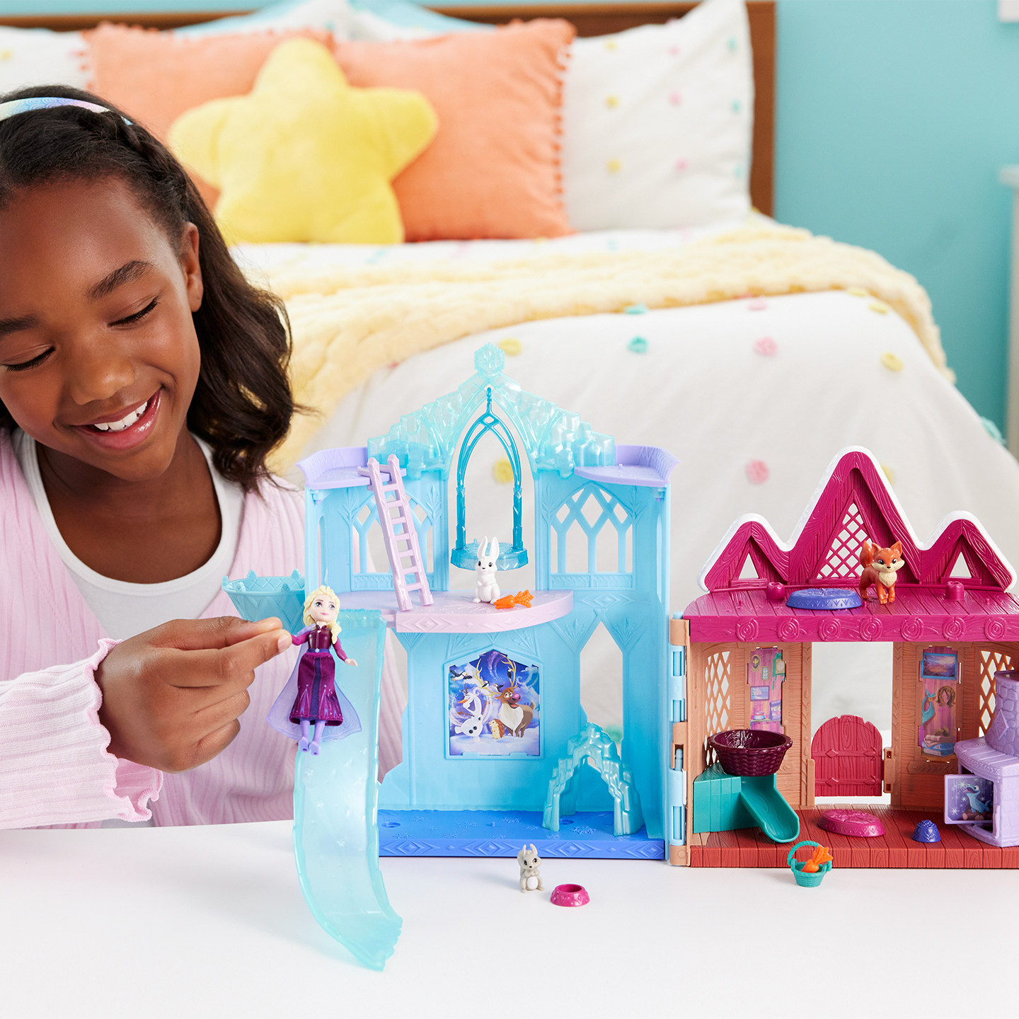 芭比娃娃迪士尼冰雪奇缘艾莎拼搭城堡多场景演绎套装儿童玩具送礼,淘宝优惠券,粉丝福利购,淘宝优惠卷