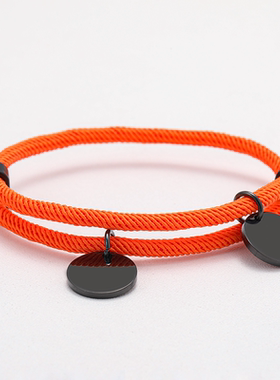 跨境批发现货米兰绳手链空白无字圆形材料不锈钢可调节编织绳手链