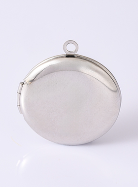跨境个性简约可放相片 Photo Locket 项链不锈钢圆形相盒吊坠项链