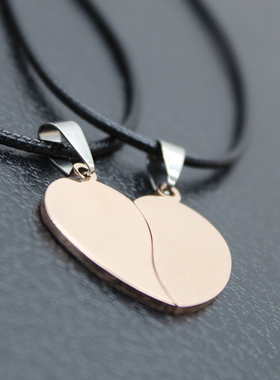 钛钢心形拼接军牌风定做礼品吊坠
