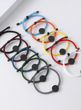 新款多色手环空白激光彩印材料跨境圆形挂坠可调节不锈钢手链男女