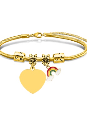 手链欧美跨境不锈钢蛇骨手链多配件空白材料节日礼物钛钢手链批发