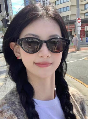 新款茶色猫眼墨镜女长圆脸高级感