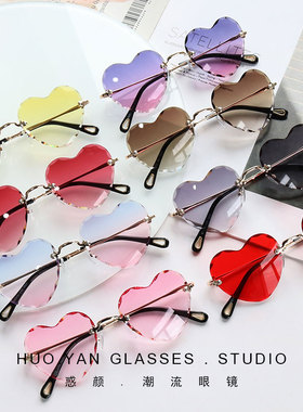 粉色爱心墨镜女高级ins个性可爱