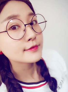 圆形金属文艺素颜可配近视眼镜框