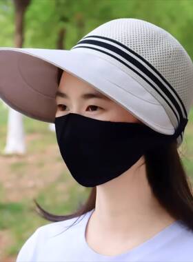 宽檐鸭舌帽子女夏季大帽檐编织韩版渔夫帽百搭款透气网眼防晒帽子