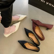 Black Career High Heels Shoes Woman 2023 New Spring Soft Leather Custard Work Single Shoe 3 Cm Small Heel Shoe Low Heel