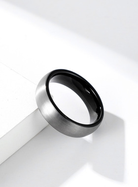 亚马逊4 6 8毫米弧形沙面钨钢戒指环简约结婚求婚钨金对戒手饰品