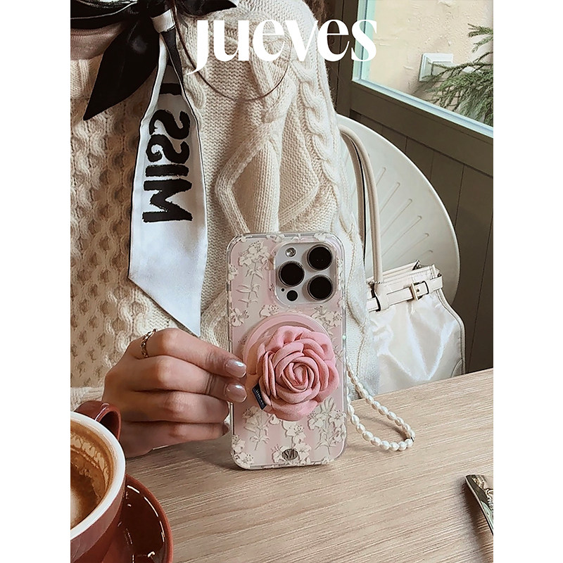 JUEVES星期四海水百合磁吸壳粉色版iphone16pro手机壳17promax适用于华为mate70pro软壳mate60全包p70pro原创,淘宝优惠券,粉丝福利购,淘宝优惠卷