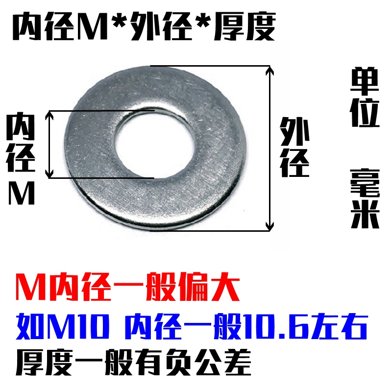 M10M12M14M16 304不锈钢平垫片非标大外径金属垫圈华司大垫片垫圈 - 图0