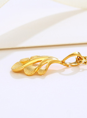 轻奢平替镀24K金色凤尾镀金吊坠女款时尚复古气质项坠饰品配件