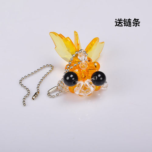 手工串珠挂件diy钥匙扣小金鱼材料包亚克力散珠制作饰品水晶挂饰 - 图0