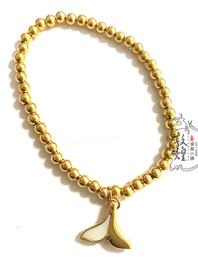 18k钛钢白贝母重工实心弹力手链