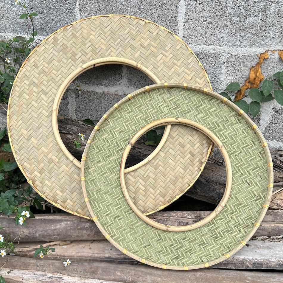 火锅店创意竹编圆形空心竹编筲箕簸箕拼盘竹制品牛羊肉卷手工竹盘,淘宝优惠券,粉丝福利购,淘宝优惠卷