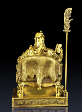 纯铜看书关公摆件办公室关公装饰品家居客厅铜制工艺品摆件铜关公