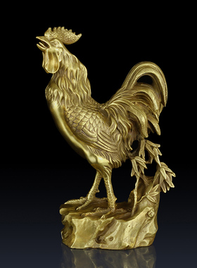 黄铜纯铜家居客厅铜公鸡装饰摆件