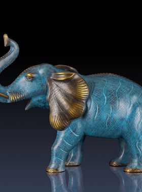 纯黄铜大象工艺品摆件招财象一对客厅装饰品摆件办公室Z饰开业礼