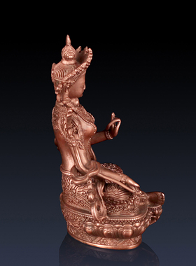 纯紫铜绿度母佛像中式办公室