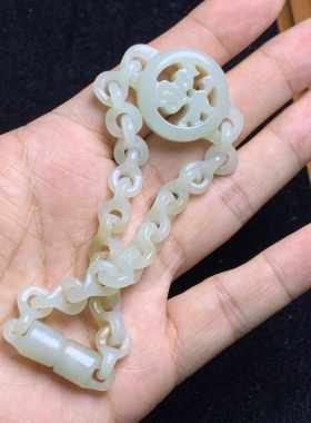 和田玉复古如意手链27.7克配证