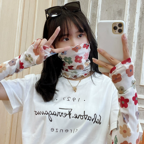 Милые нарукавники, брендовая маска, шелковые перчатки, защита от солнца