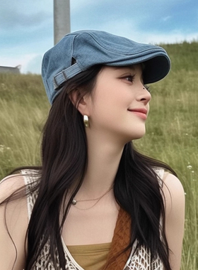 水洗做旧牛仔前进帽女夏季薄款