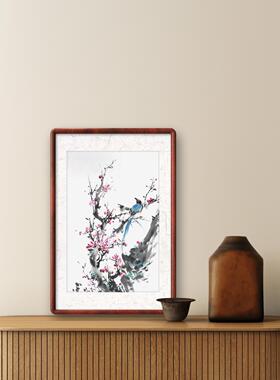 喜上眉梢画 手绘迎春图 沙发背景墙玄关画 节日送礼画 喜鹊花鸟画