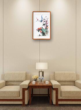 绶带鸟画手绘画山茶花梅花挂画