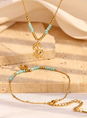 项链18树杈石镀高级清新手链夹珠