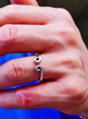 925银开口紧箍咒光面素圈戒指