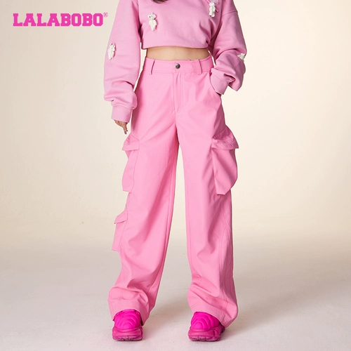 Lalabobo Spring New Product Pocket Широко-нога тканые брюки. LBCD-WXZC69