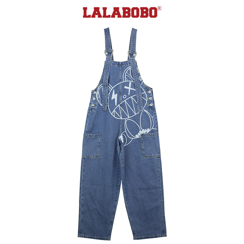 LALABOBO春秋新品可爱时尚原力鬼马阔腿牛仔背带长裤|L21C-WLZT11,淘宝优惠券,粉丝福利购,淘宝优惠卷