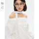 Lazy off-shoulder ເຮືອຄໍເສື້ອ sweatshirt ວ່າງສະບາຍ