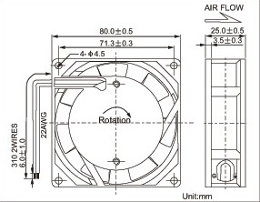 8cm 8025 220v 含油双滚珠轴流散热风扇12v24v110v380v交直流风机 - 图2