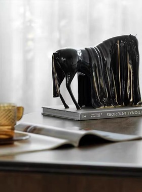 新中式创意纯铜马摆件售楼处酒店玄关饰品现代抽象铝制金属马摆设