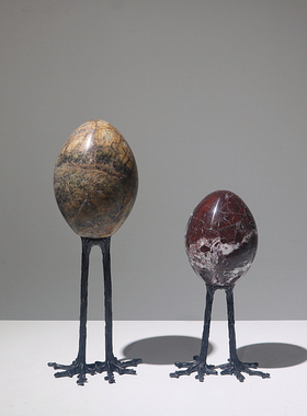 现代天然大理石抽象艺术蛋形摆件书房客厅酒柜桌面装饰品富贵蛋仔