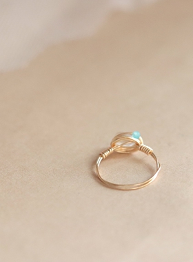 诗意春天-太阳石戒指女金色