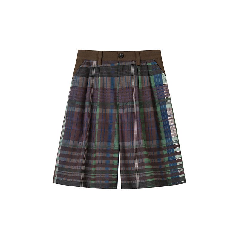 物理少年街机系列「暗夜绿林」牛奶丝透气彩色格纹休闲短裤五分裤,淘宝优惠券,粉丝福利购,淘宝优惠卷