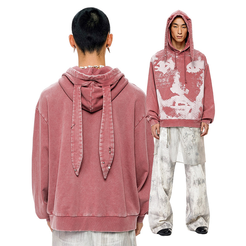 【明星同款】物理少年「奇异感官」斑驳头像印花水洗耳朵连帽卫衣