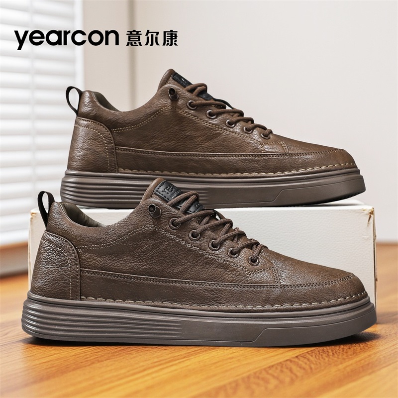 意尔康板鞋男鞋2025新款秋冬季加绒棉鞋爆款潮流百搭男士休闲皮鞋 - 图0