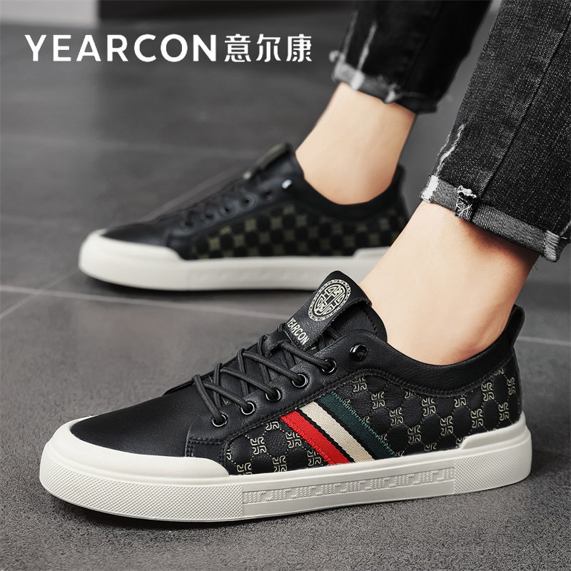 意尔康板鞋男鞋春秋夏季透气2026新款潮流百搭男士休闲皮鞋小黑鞋,淘宝优惠券,粉丝福利购,淘宝优惠卷