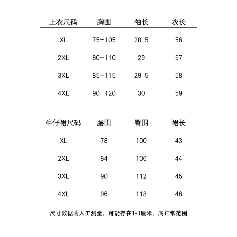 170斤穿搭樱桃短袖雪纺衫+牛仔半身短裙大码胖mm夏季新套装显瘦-图3