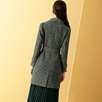Damnir tweed coat ດູໃບໄມ້ລົ່ນຍາວກາງຂອງແມ່ຍິງແລະລະດູຫນາວອອກແບບໃຫມ່ niche retro woolen coat