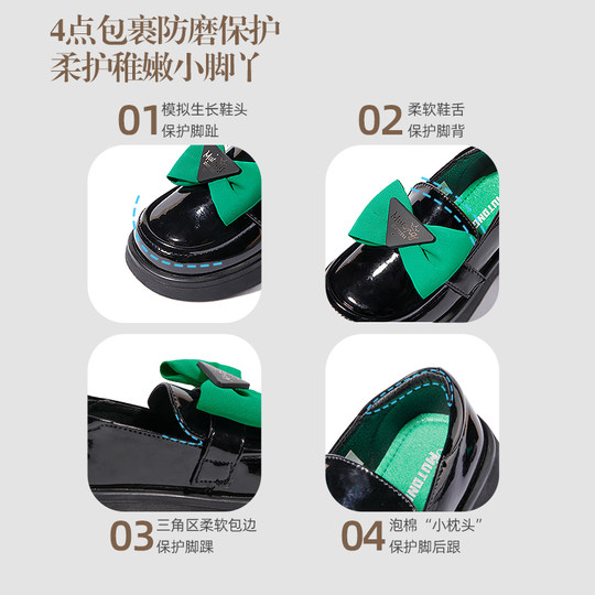 【清仓特惠】牧童女童皮鞋儿童鞋春秋校园演出黑皮鞋蝴蝶结公主鞋