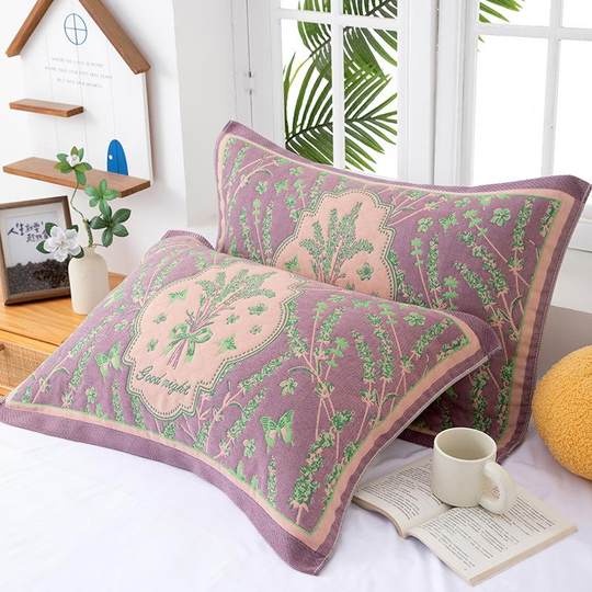 Toalla de almohada acolchada de gasa de algodón puro con patrón de dibujos animados para niños y adultos Toalla de almohada de gasa de algodón puro de doble uso Toalla de regalo