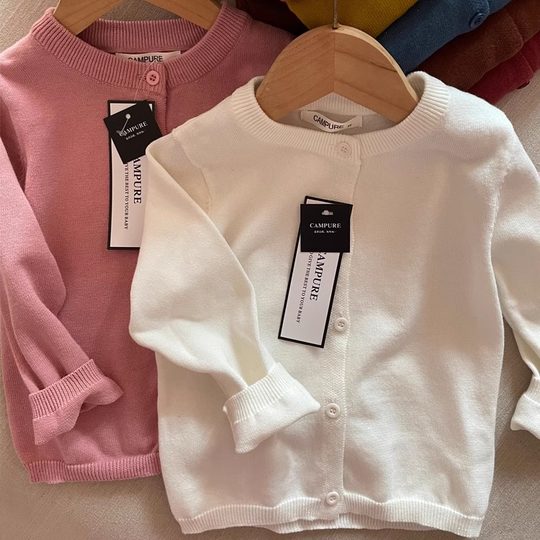 2025春秋装新款儿童韩系A类纯棉针织空调开衫男女童薄款毛衣外套