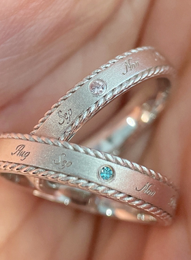 恋爱礼物专属刻字情侣对戒定制